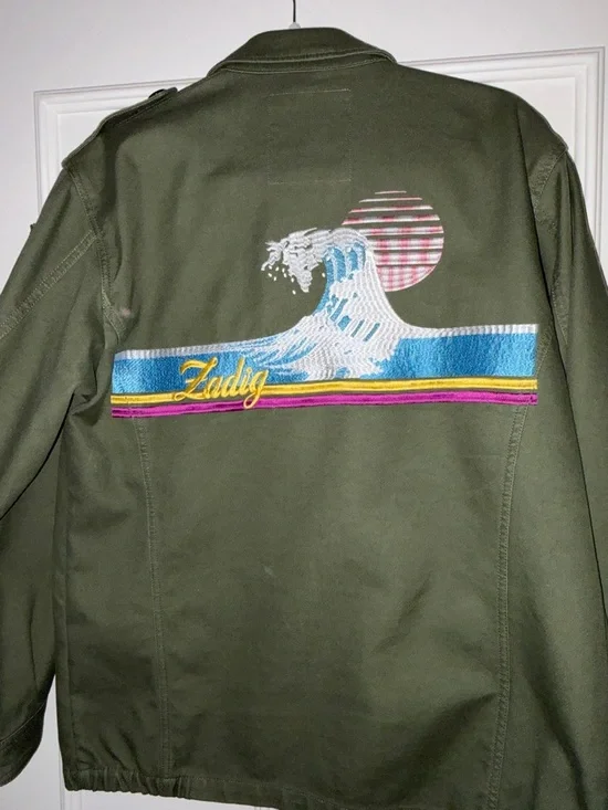 Zadig & Voltaire Olive Green Utility Jacket with Patch Detail - Picture 5 of 5